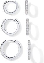 PAVOI 18K Gold Plated 925 Sterling Silver Posts 3 Pairs Hoop Earrings Set for Women | Huggie Earring Pack - Image 9