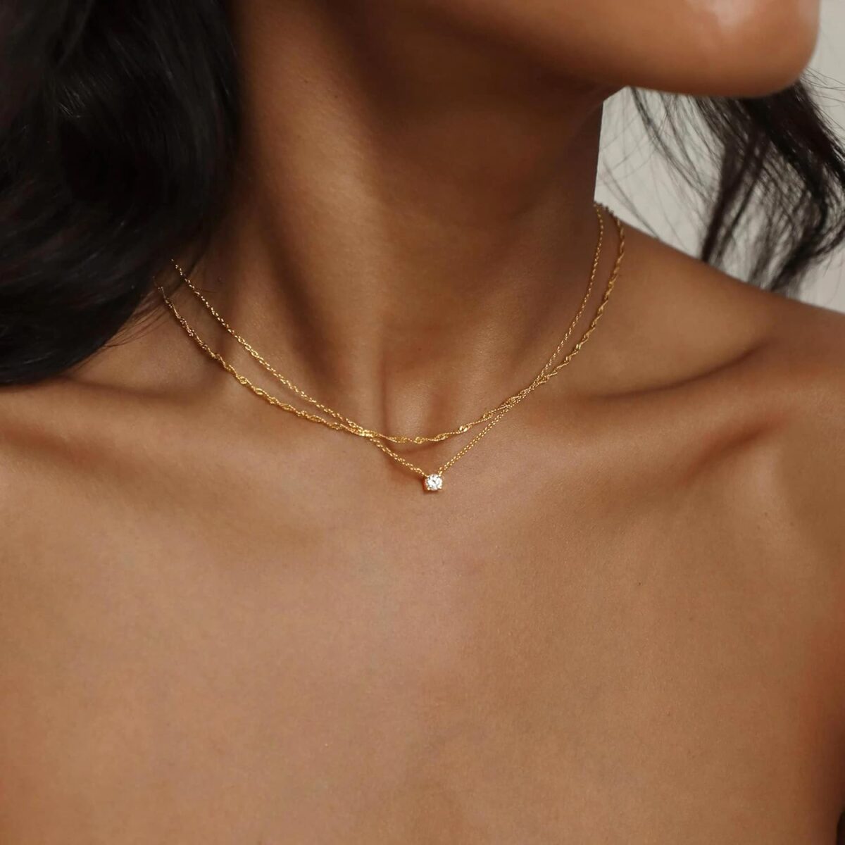 Tewiky Diamond Necklaces for Women, Dainty 14k Gold/Sterling Silver Choker Necklace Simple Gold Plated CZ Jewelry Necklaces for Women Trendy Gifts - Image 9