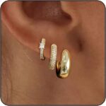 VIROMY Gold Hoop Earrings Set for Women Trendy, 14K Gold Plated Lightweight Small Gold/Silver Hoop Earrings for Women Chunky Open Hoops Earrings Jewelry Gifts - Image 2