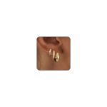 VIROMY Gold Hoop Earrings Set for Women Trendy, 14K Gold Plated Lightweight Small Gold/Silver Hoop Earrings for Women Chunky Open Hoops Earrings Jewelry Gifts