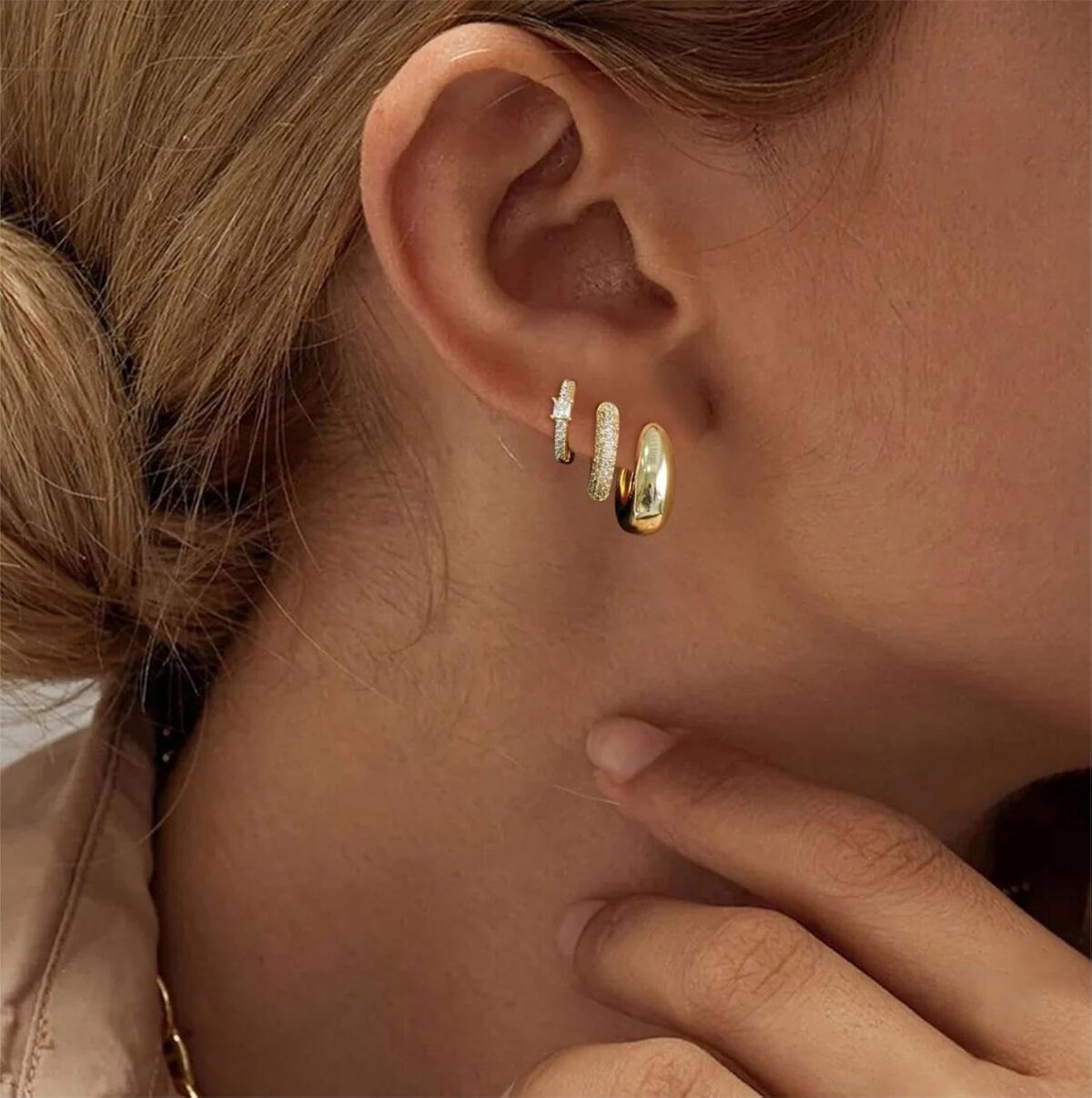 VIROMY Gold Hoop Earrings Set for Women Trendy, 14K Gold Plated Lightweight Small Gold/Silver Hoop Earrings for Women Chunky Open Hoops Earrings Jewelry Gifts - Image 3
