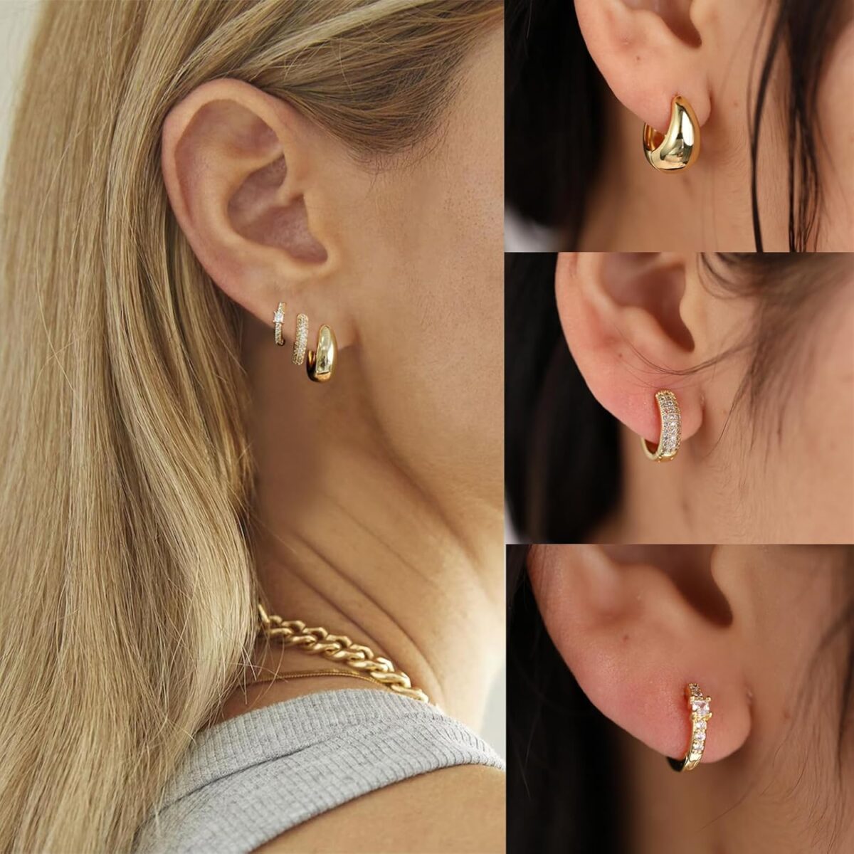 VIROMY Gold Hoop Earrings Set for Women Trendy, 14K Gold Plated Lightweight Small Gold/Silver Hoop Earrings for Women Chunky Open Hoops Earrings Jewelry Gifts - Image 6