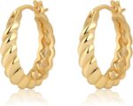 VIROMY Gold Hoop Earrings Set for Women Trendy, 14K Gold Plated Lightweight Small Gold/Silver Hoop Earrings for Women Chunky Open Hoops Earrings Jewelry Gifts - Image 9